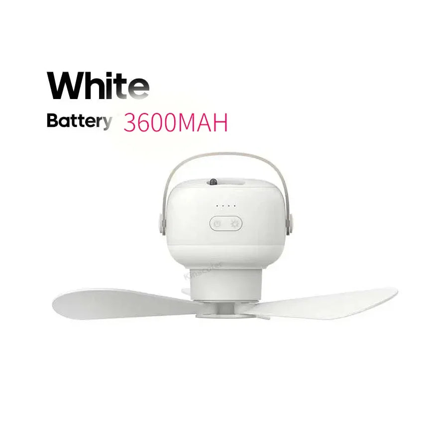 Rechargeable Outdoor Camping Fan with LED Light & Remote Control – Portable Tent Ceiling Ventilator