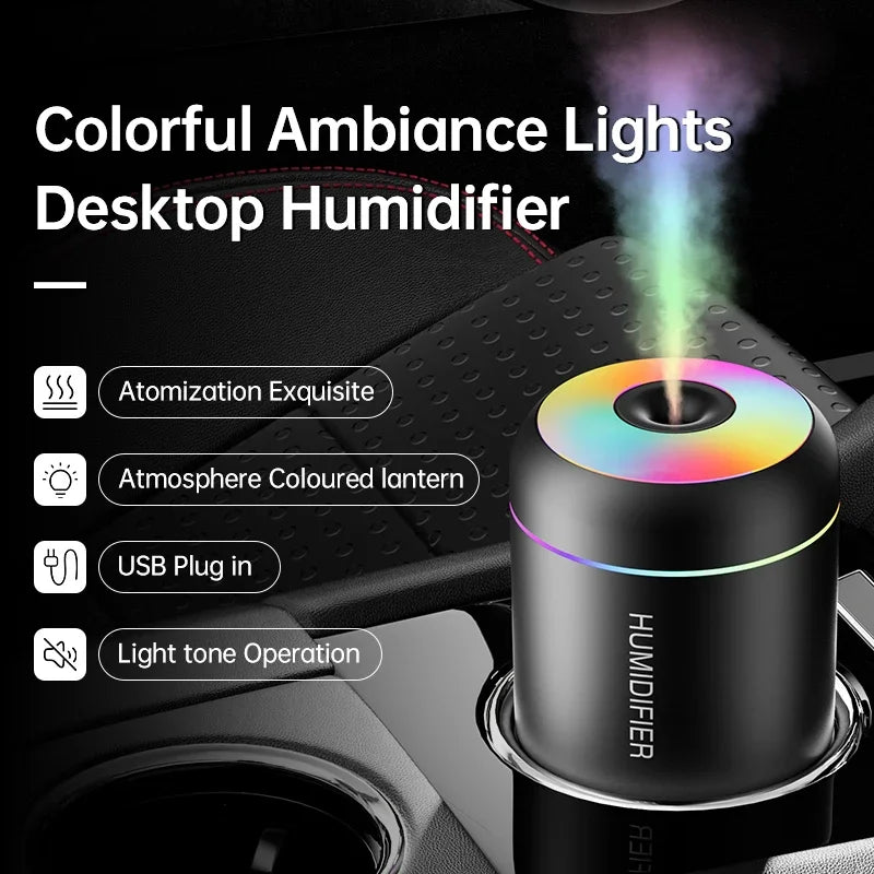 Car Mini Air Humidifier & Aroma Diffuser – 180ml USB Essential Oil Mist Maker with LED Light