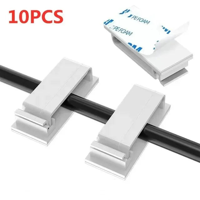 Self-Adhesive Cable Clips — Sleek Desk & Car Cord Management