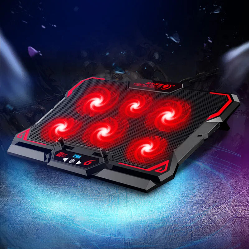 17" Gaming Laptop Cooling Pad – 6 LED Fans, 2600 RPM, Dual USB Ports | Notebook Stand & Cooler