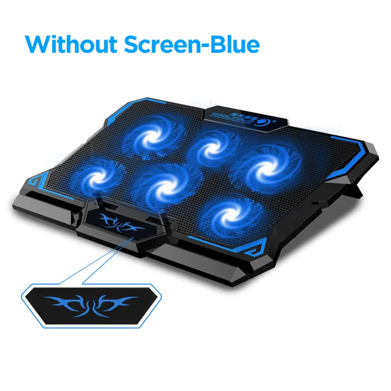 17" Gaming Laptop Cooling Pad – 6 LED Fans, 2600 RPM, Dual USB Ports | Notebook Stand & Cooler