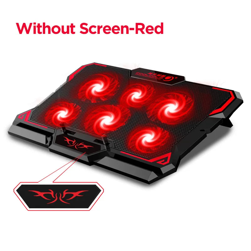 17" Gaming Laptop Cooling Pad – 6 LED Fans, 2600 RPM, Dual USB Ports | Notebook Stand & Cooler