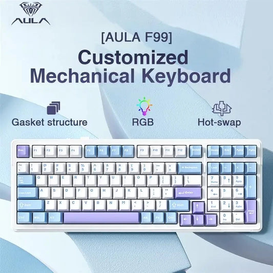 AULA F99 Wireless Mechanical Keyboard — Triple-Mode RGB Gasket