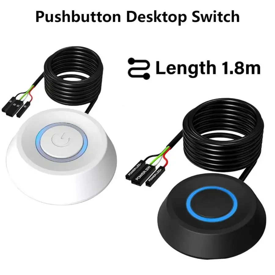 PC Power Switch Extension Cable — 1.8m LED Desktop Control
