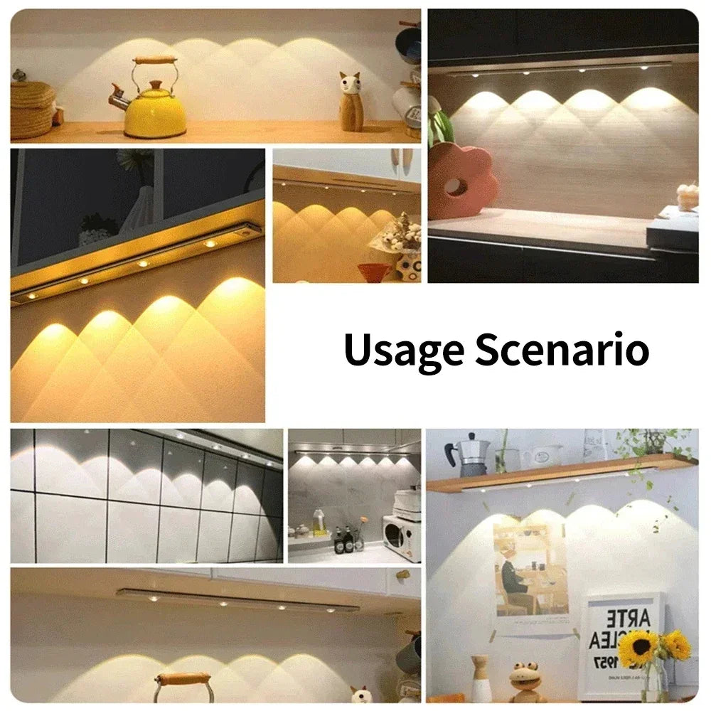 Rechargeable Motion Sensor LED Night Light Bar Human Infrared Sensing Lamp For Kitchen Cabinet Wardrobe Closet Stairs Bedroom
