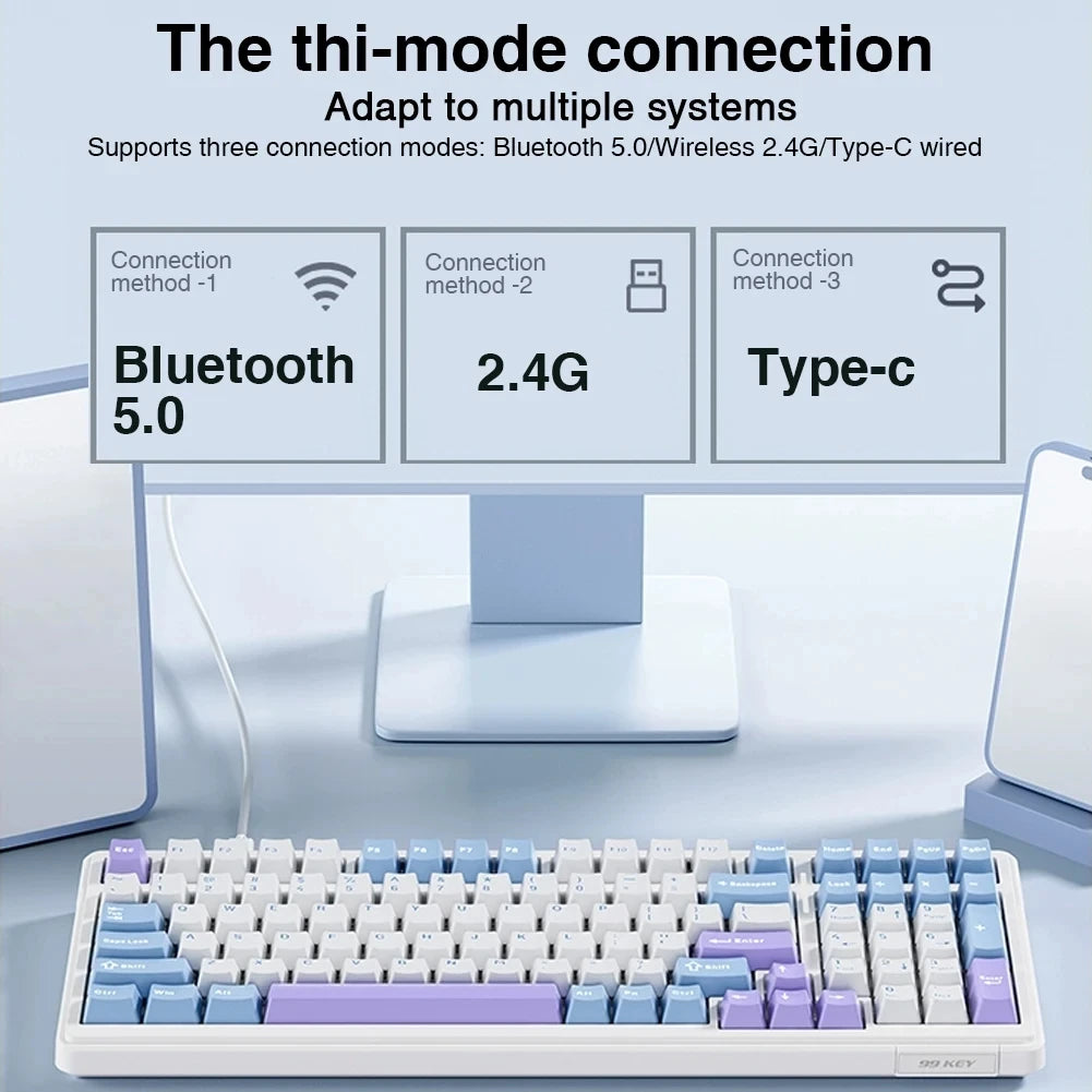 AULA F99 Wireless Mechanical Keyboard — Triple-Mode RGB Gasket