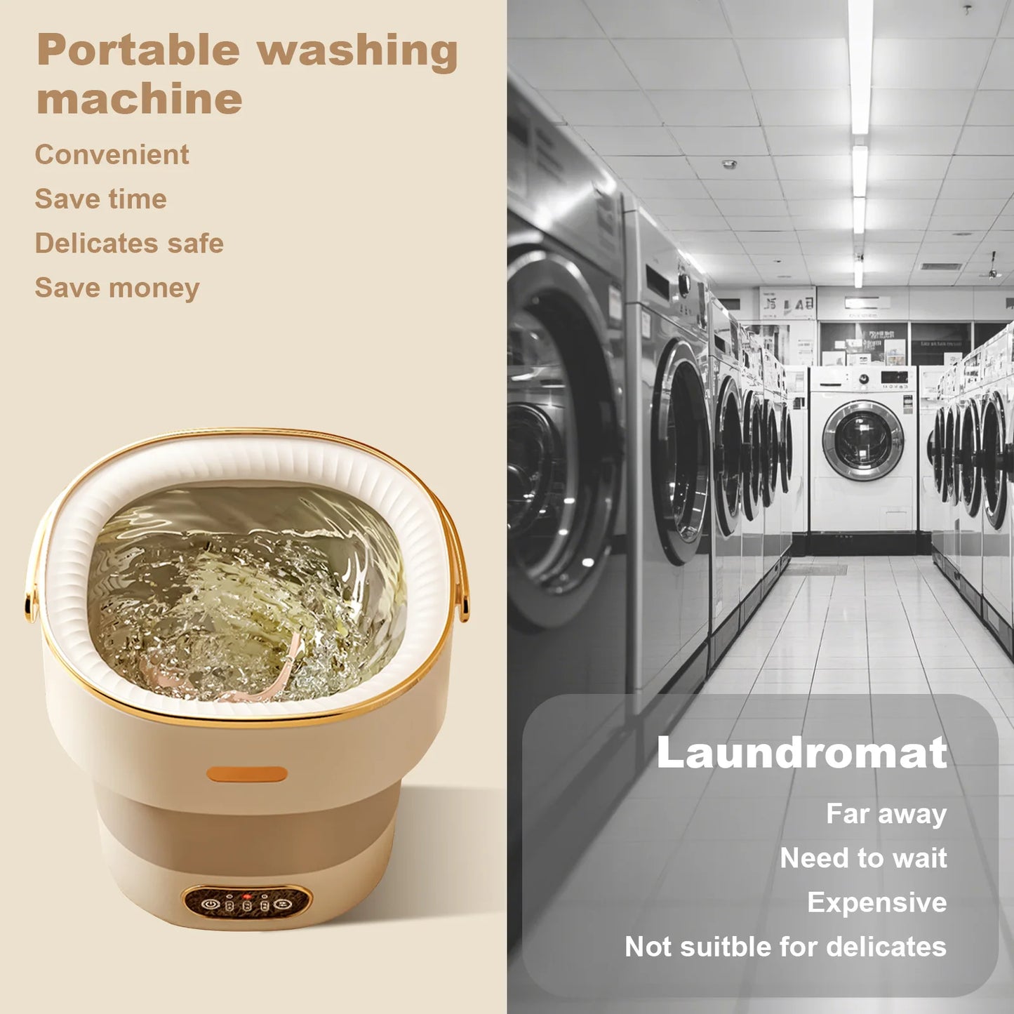 Portable Mini Washing Machine with Spin Dryer – 13L Fully Automatic Folding Washer for Underwear & Baby Clothes