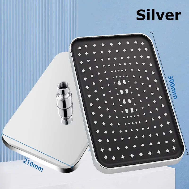 Top spray showerhead 30cm Large Size High Pressure Overhead Rain Large Flow Booster Rain Shower Head 360° Rotation Water Saving