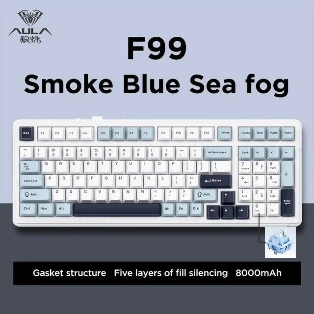 AULA F99 Wireless Mechanical Keyboard — Triple-Mode RGB Gasket