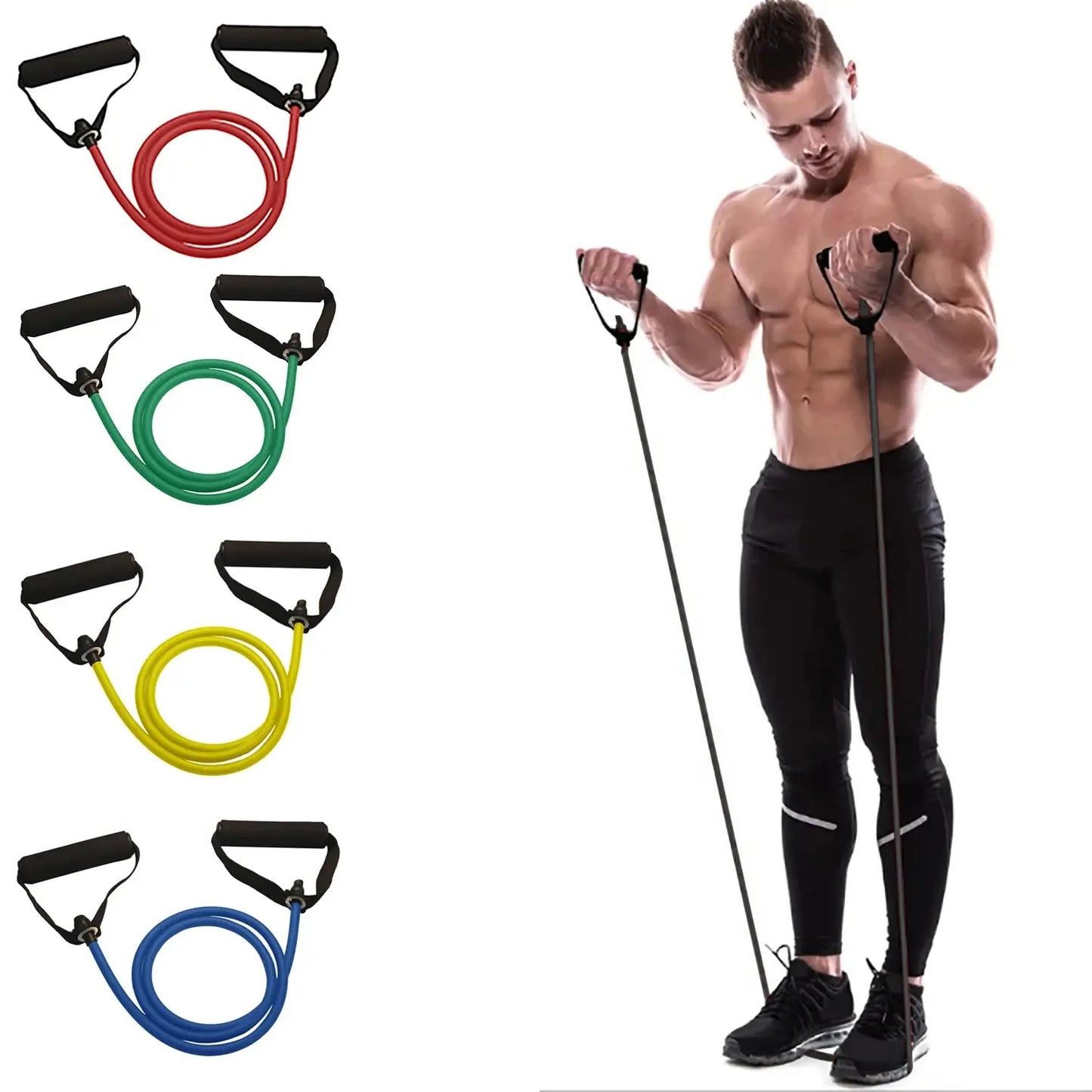 Resistance Bands with Handles — Home Gym Strength Training Set