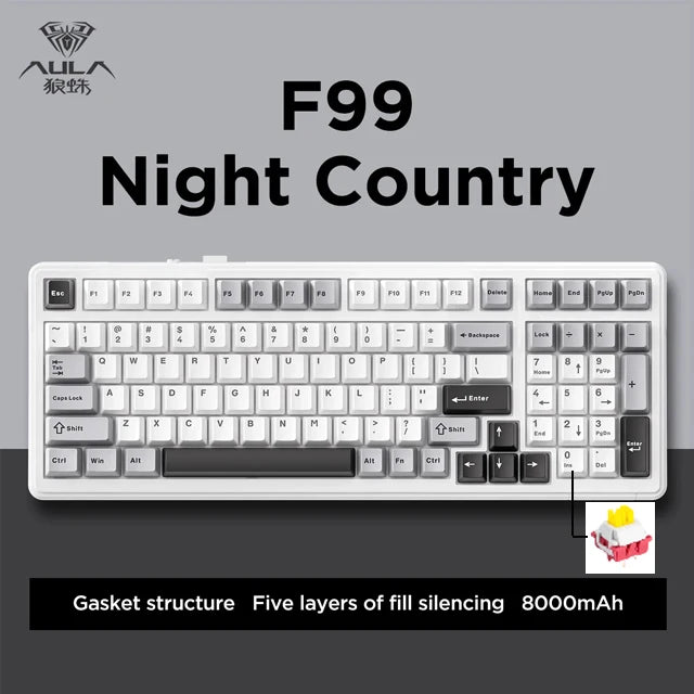 AULA F99 Wireless Mechanical Keyboard — Triple-Mode RGB Gasket