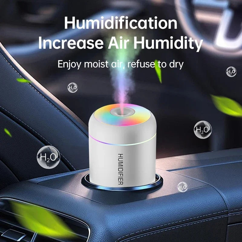 Car Mini Air Humidifier & Aroma Diffuser – 180ml USB Essential Oil Mist Maker with LED Light