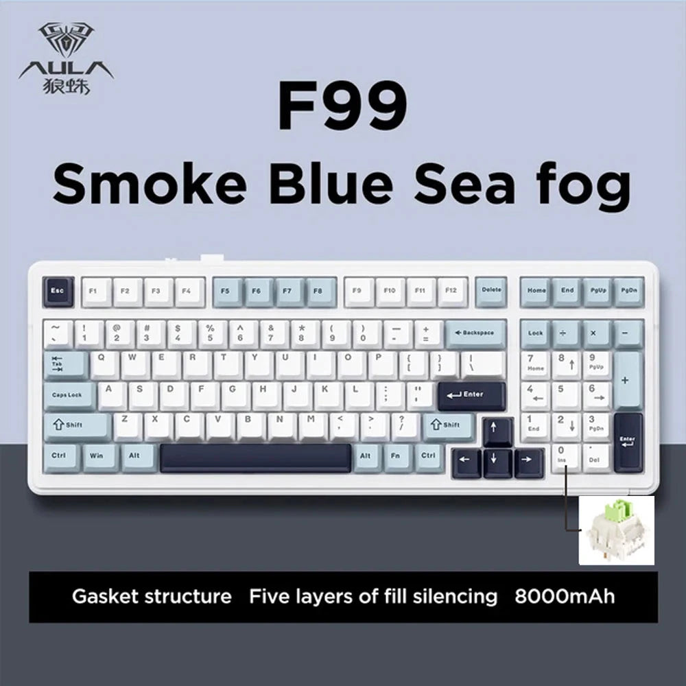 AULA F99 Wireless Mechanical Keyboard — Triple-Mode RGB Gasket