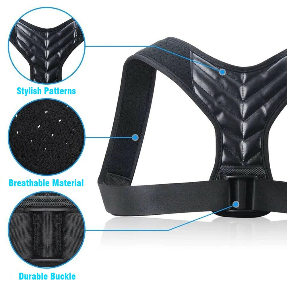 Adjustable Back Brace & Posture Corrector – Upper Back & Shoulder Support for Men & Women