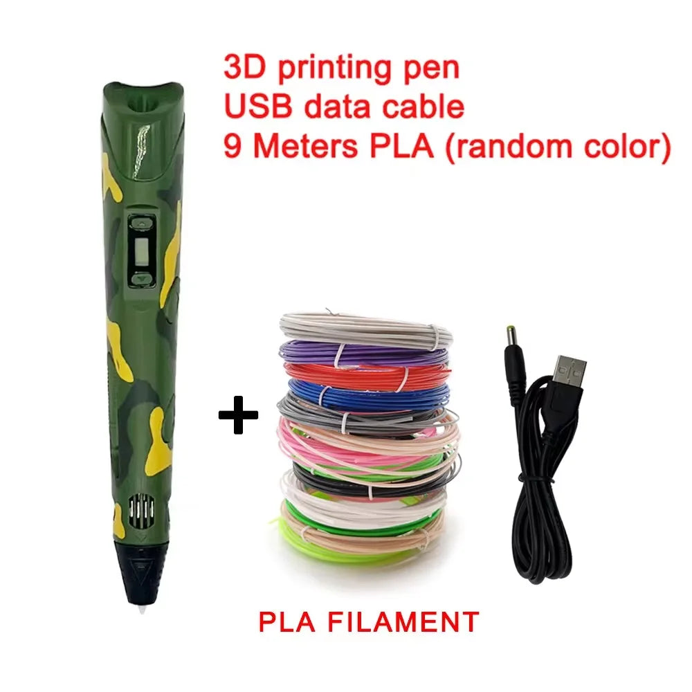 Electronic 3D Printing Pen with 9M PLA Filament – Intelligent Graffiti Tool | Kids & Adults Gift
