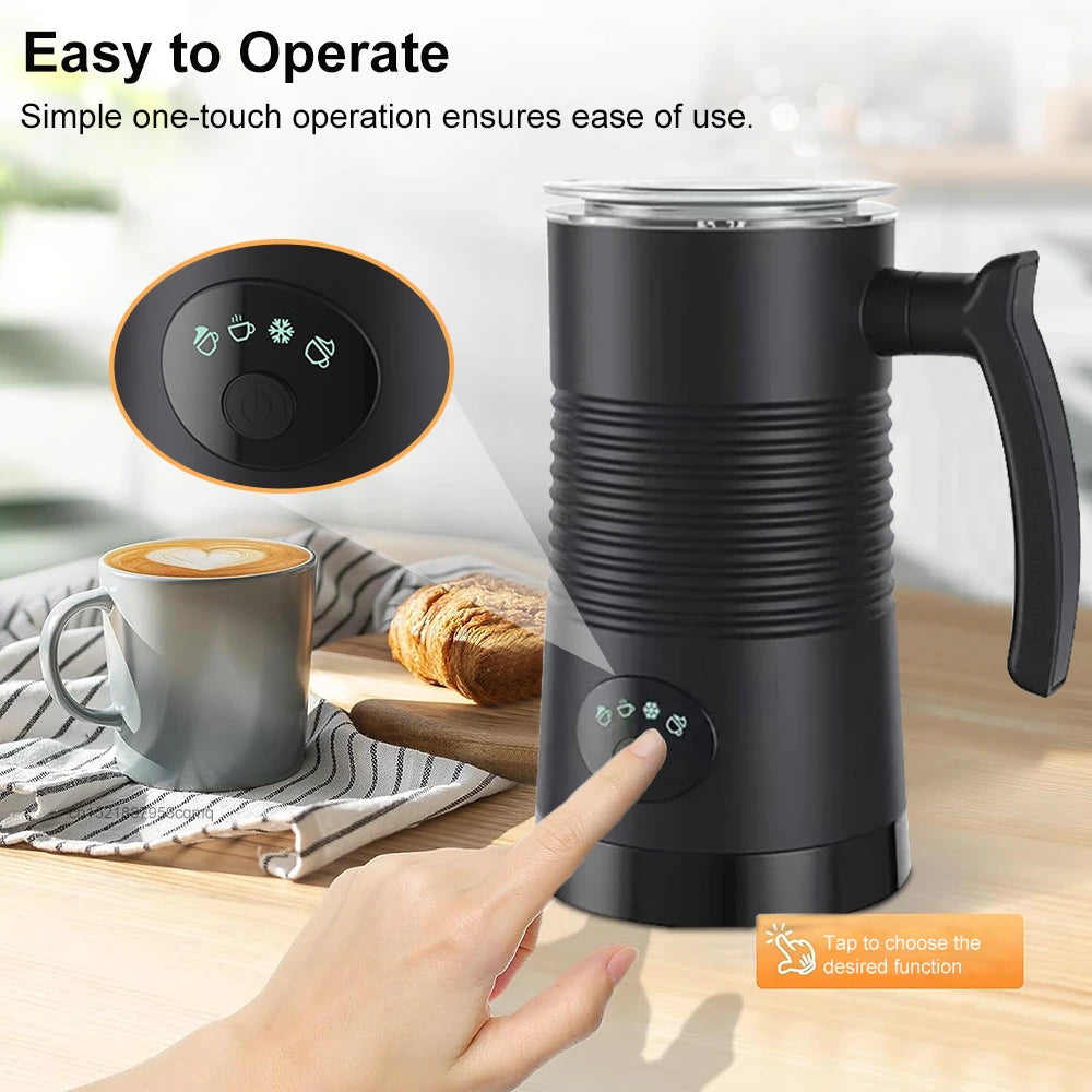 4-in-1 Electric Milk Frother – Hot & Cold Foam Maker for Coffee, Cappuccino & Latte