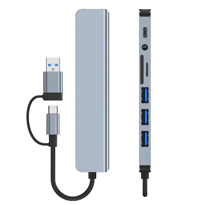 8-in-1 USB-C Hub — 4 USB, SD/TF & Audio | MacBook Ready