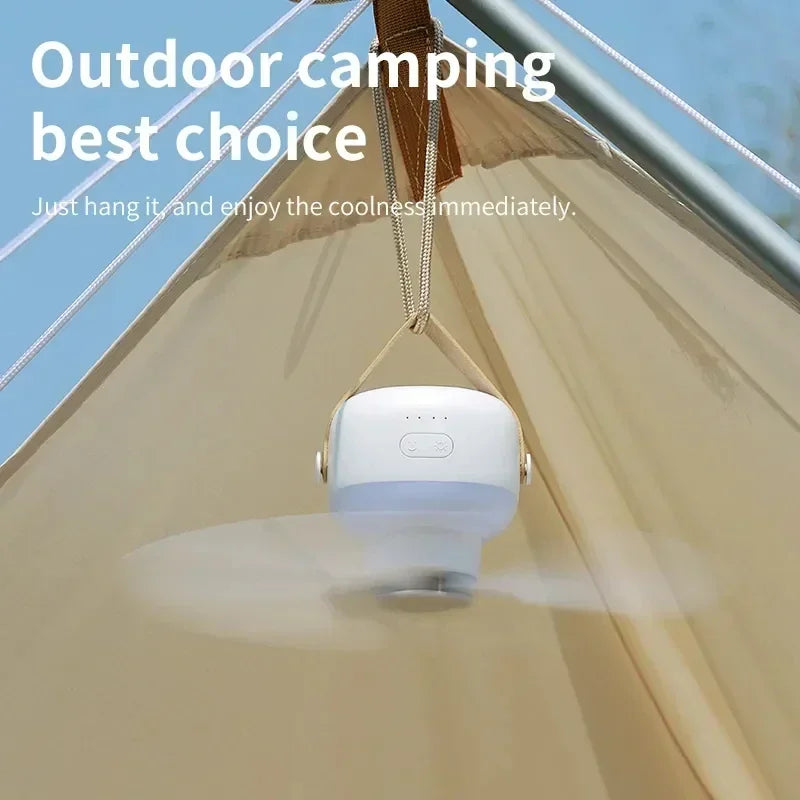 Rechargeable Outdoor Camping Fan with LED Light & Remote Control – Portable Tent Ceiling Ventilator