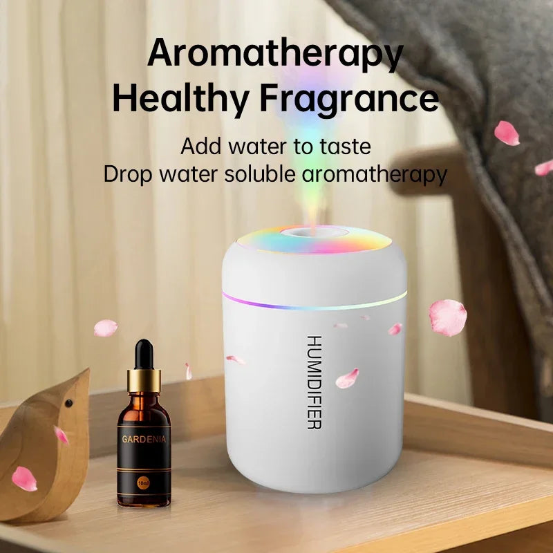 Car Mini Air Humidifier & Aroma Diffuser – 180ml USB Essential Oil Mist Maker with LED Light