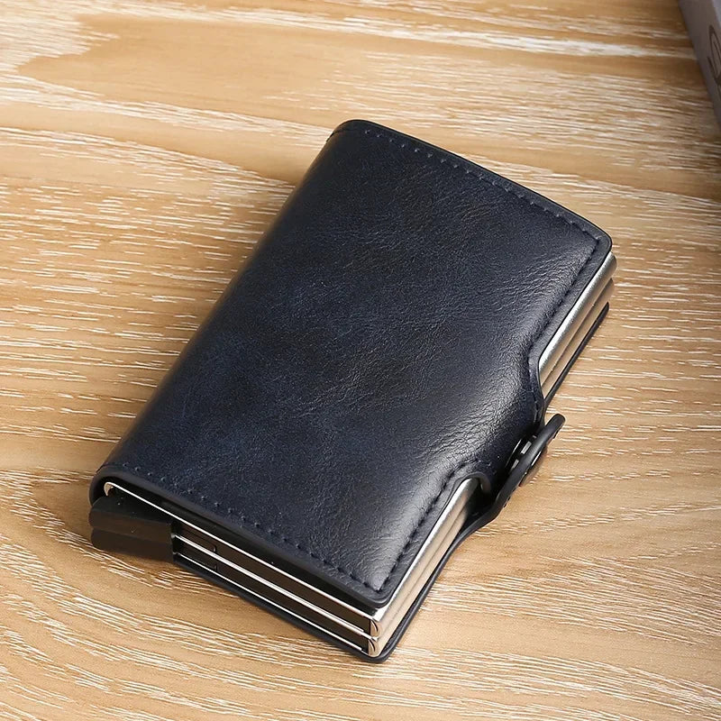 New Double Layer High Capacity Men ID Credit Bank Card Holder Wallet Anti Rfid Blocking Protected Magic Mini Small Money Wallets