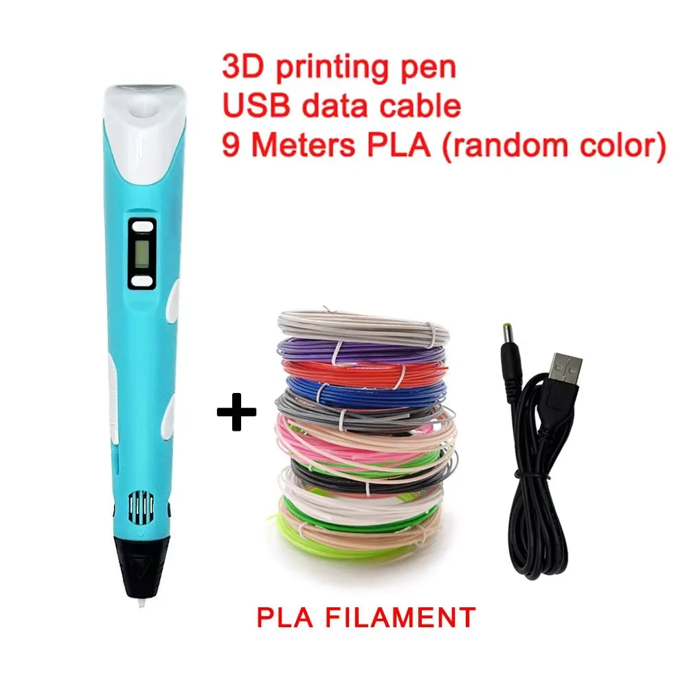 Electronic 3D Printing Pen with 9M PLA Filament – Intelligent Graffiti Tool | Kids & Adults Gift