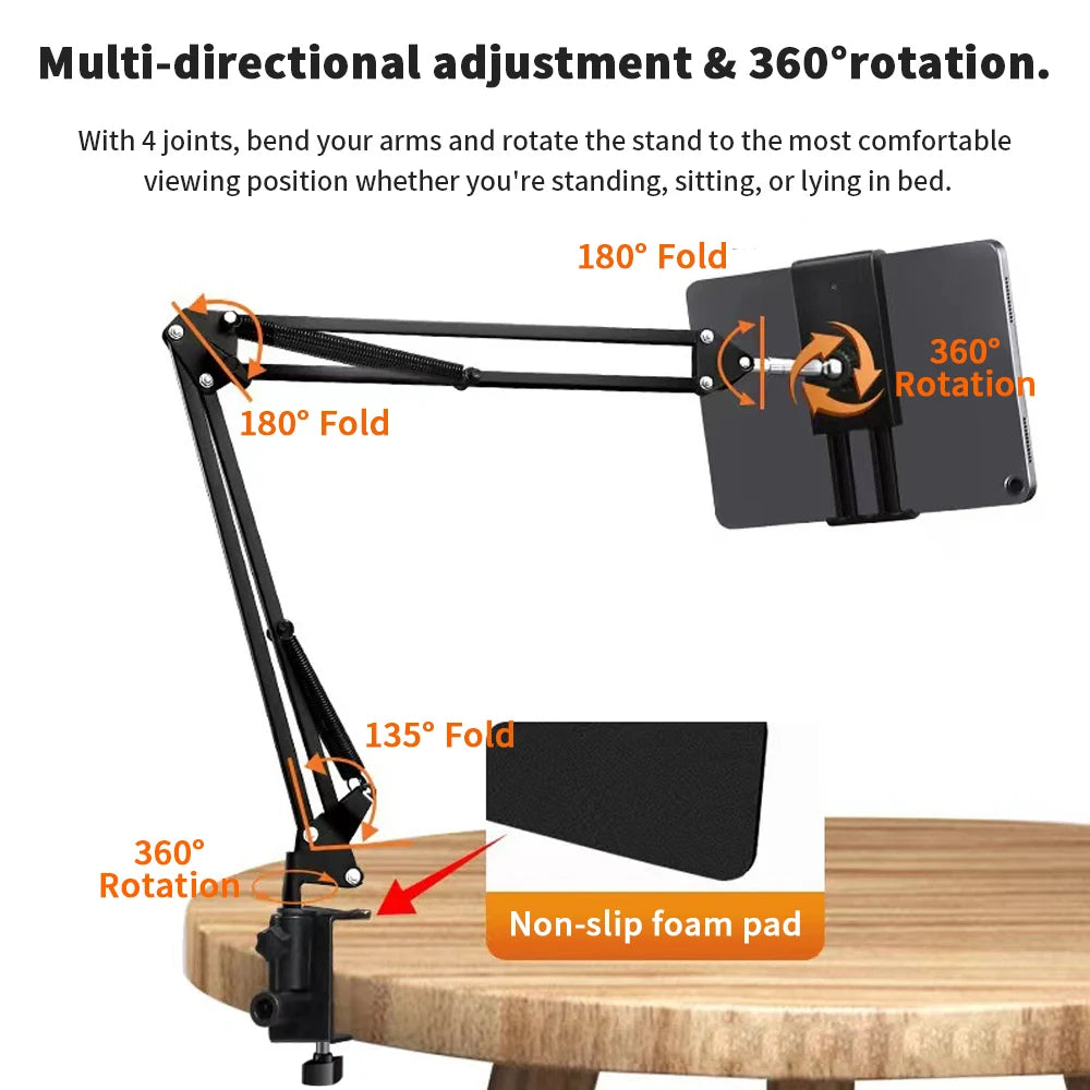 Universal Flexible Tablet & Phone Holder — Hands-Free Aluminum Arm