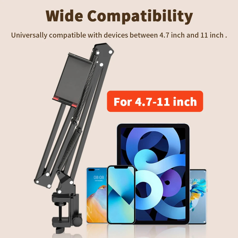 Universal Flexible Tablet & Phone Holder — Hands-Free Aluminum Arm