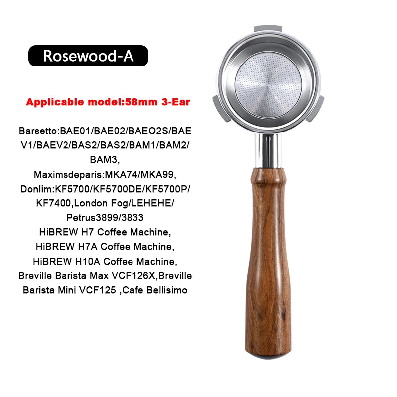 58mm Bottomless Portafilter – 3-Ear, Compatible with HiBREW H7, Breville Barista & More
