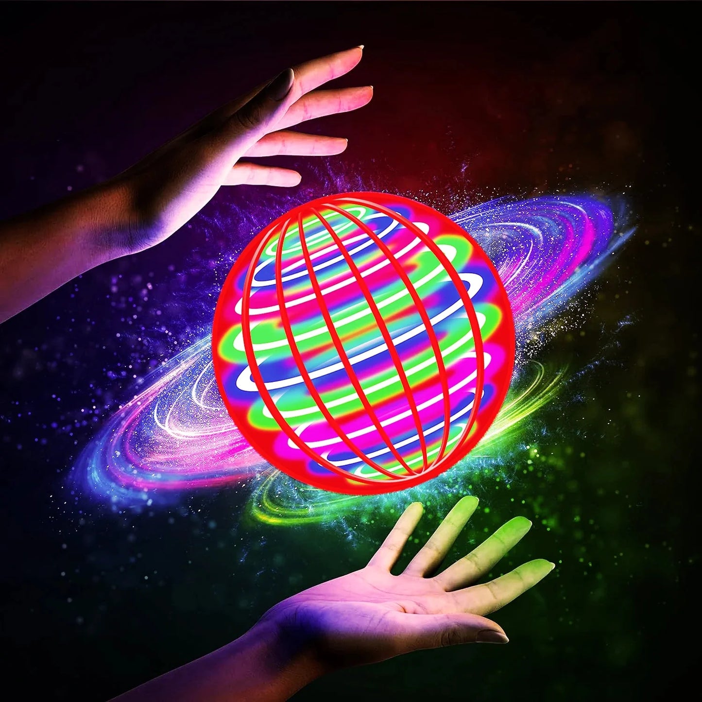 LED UFO Flying Ball Toy — Auto-Spinning Light-Up Magic Fan Ball