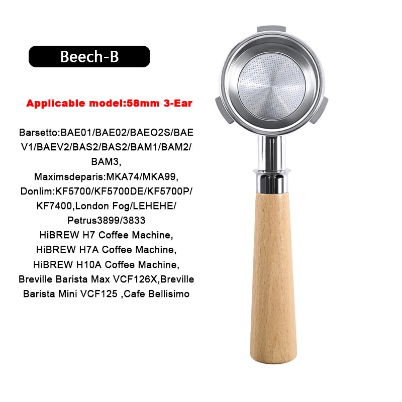58mm Bottomless Portafilter – 3-Ear, Compatible with HiBREW H7, Breville Barista & More