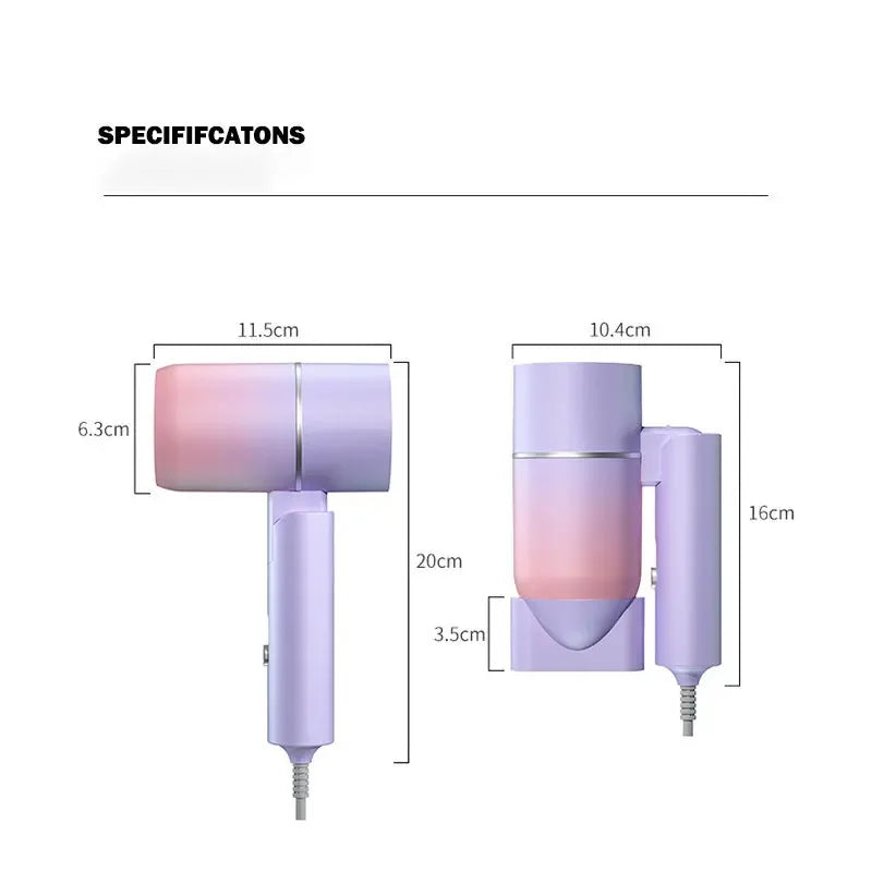Mini Folding Travel Hair Dryer 750W — Anion Care with Carry Bag