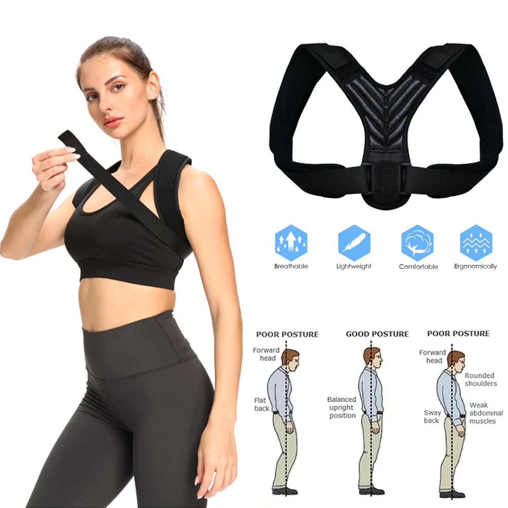 Adjustable Back Brace & Posture Corrector – Upper Back & Shoulder Support for Men & Women