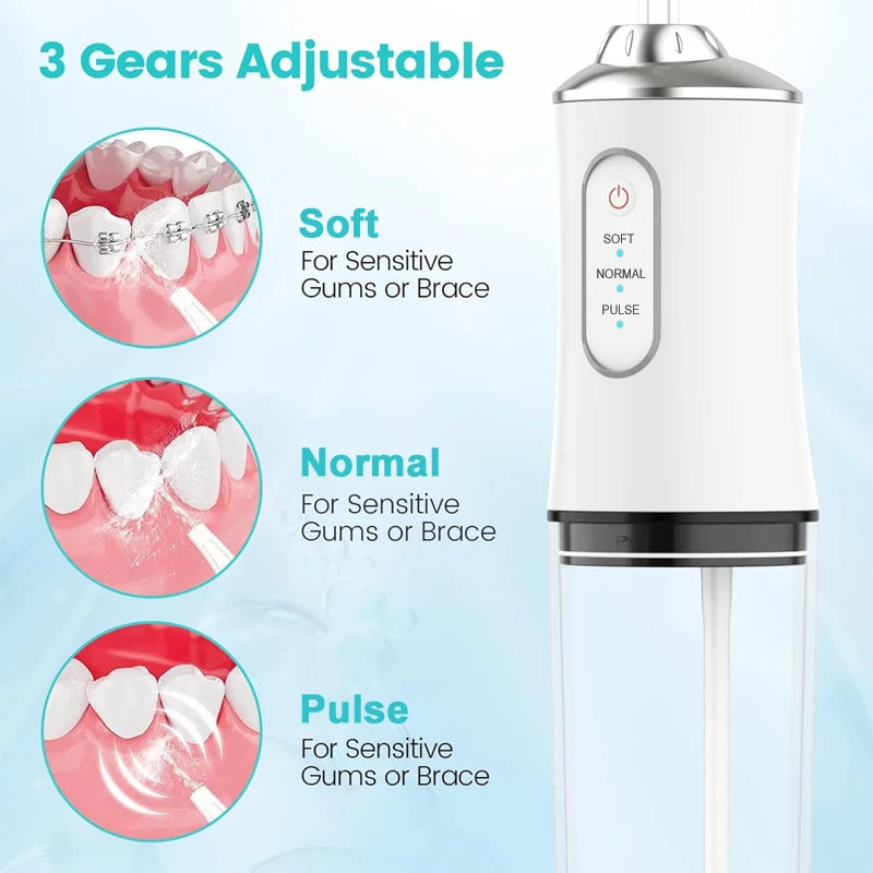 Portable Water Flosser — USB Rechargeable Oral Irrigator, 220ml Tank