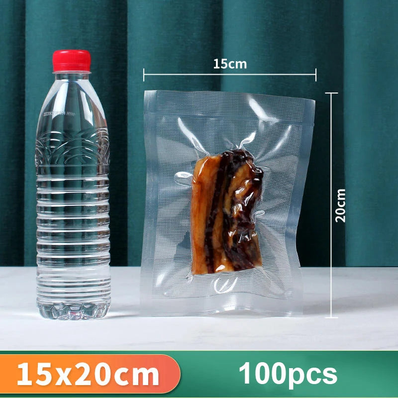 100-Pack Vacuum Food Storage Bags — 5 Sizes, Lasting Freshness
