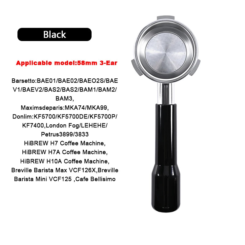 58mm Bottomless Portafilter – 3-Ear, Compatible with HiBREW H7, Breville Barista & More
