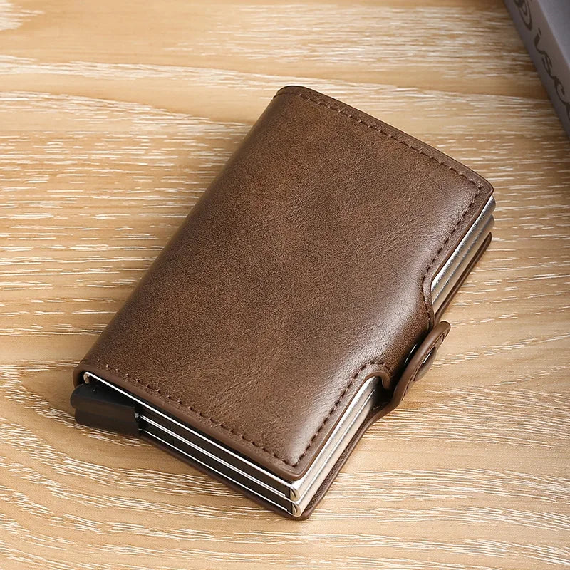New Double Layer High Capacity Men ID Credit Bank Card Holder Wallet Anti Rfid Blocking Protected Magic Mini Small Money Wallets