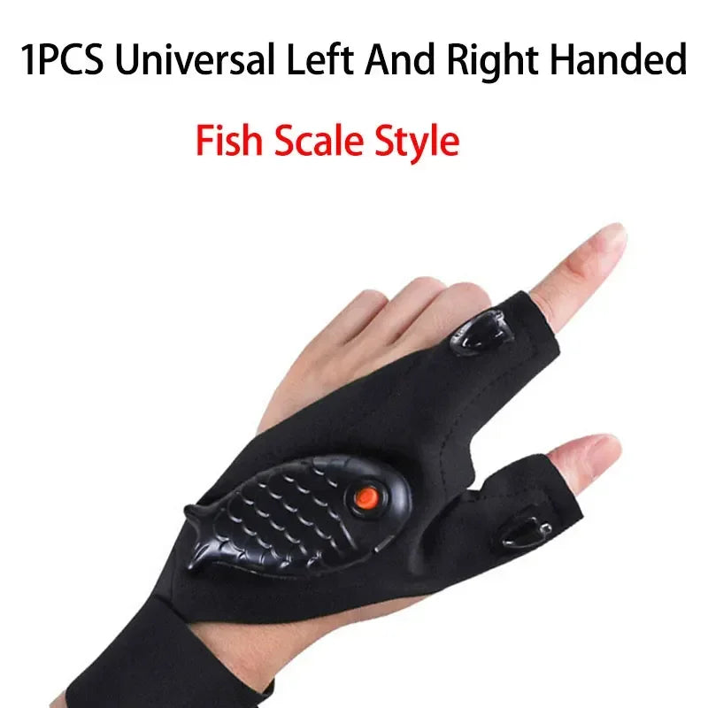 LED Flashlight Fishing Strap Fingerless Gloves Waterproof Cycling Camping Hiking Rescue Glove Lamp Lighting Gloves
