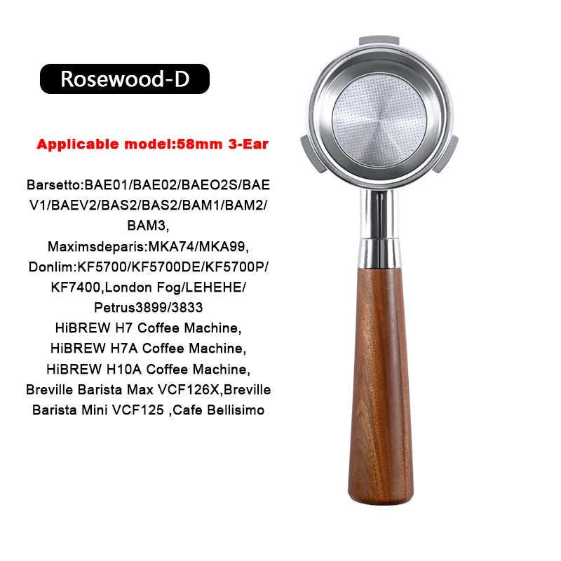 58mm Bottomless Portafilter – 3-Ear, Compatible with HiBREW H7, Breville Barista & More