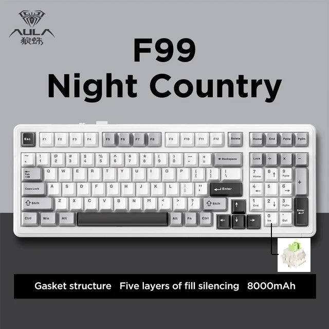 AULA F99 Wireless Mechanical Keyboard — Triple-Mode RGB Gasket