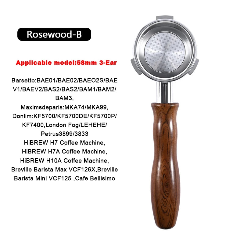 58mm Bottomless Portafilter – 3-Ear, Compatible with HiBREW H7, Breville Barista & More