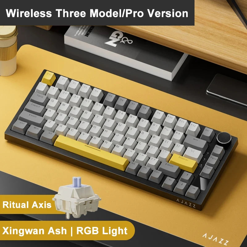 Ajazz AK820 Pro Mechanical Keyboard — Triple-Mode Wireless, Custom Gasket