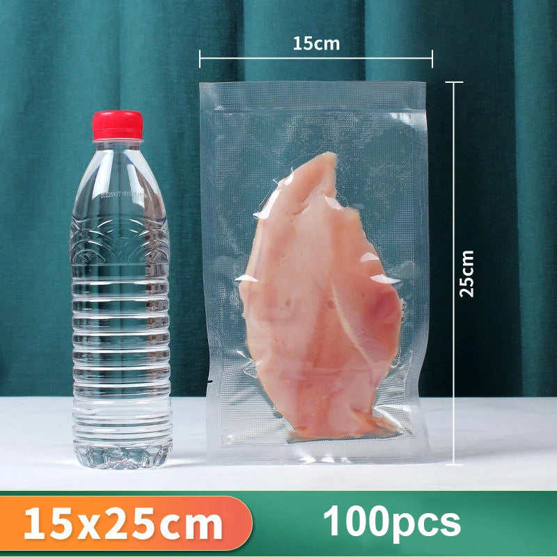 100-Pack Vacuum Food Storage Bags — 5 Sizes, Lasting Freshness