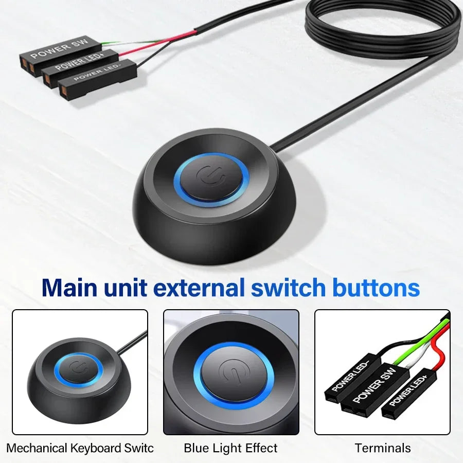 PC Power Switch Extension Cable — 1.8m LED Desktop Control