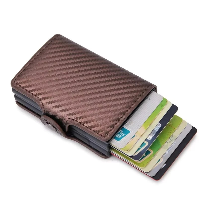 New Double Layer High Capacity Men ID Credit Bank Card Holder Wallet Anti Rfid Blocking Protected Magic Mini Small Money Wallets