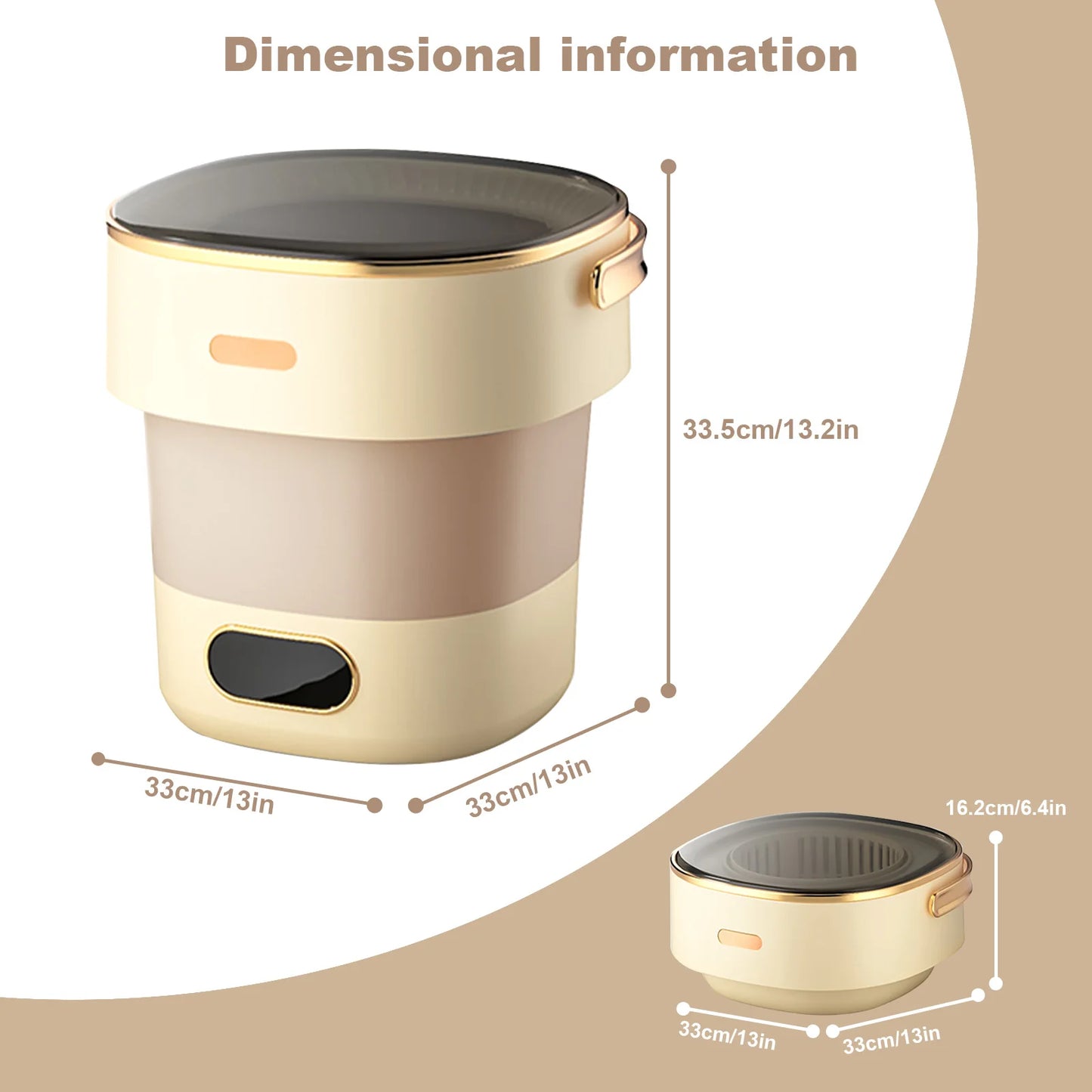 Portable Mini Washing Machine with Spin Dryer – 13L Fully Automatic Folding Washer for Underwear & Baby Clothes