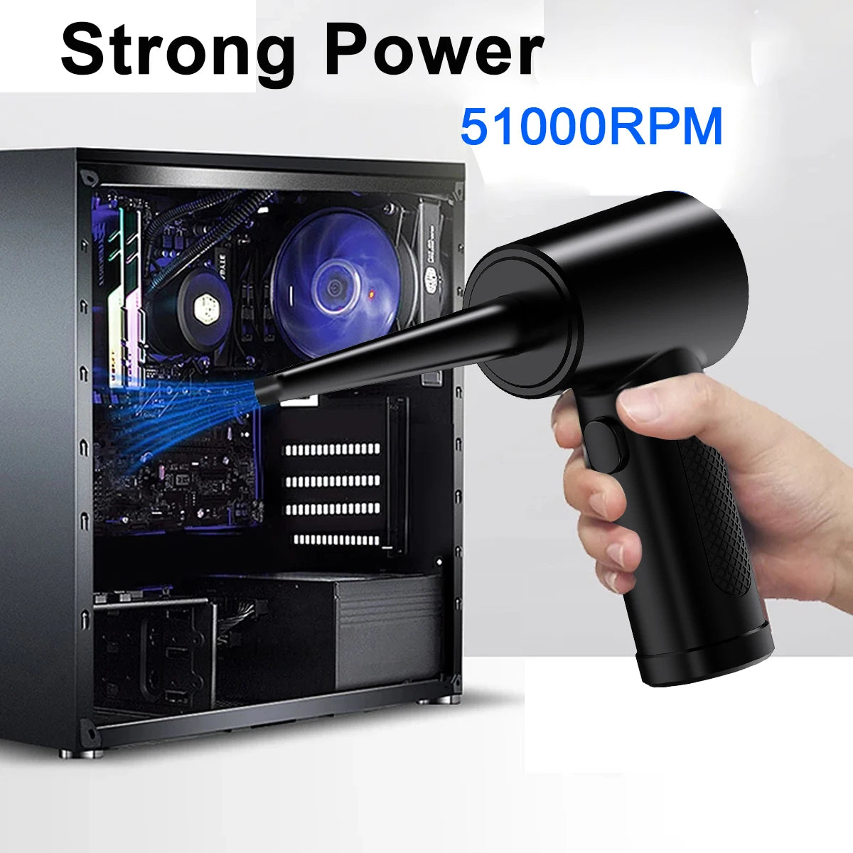 Electric Compressed Air Duster – 51000 RPM, USB Rechargeable Cordless PC & Keyboard Cleaner | Wireless Air Blower
