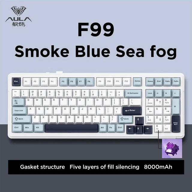AULA F99 Wireless Mechanical Keyboard — Triple-Mode RGB Gasket
