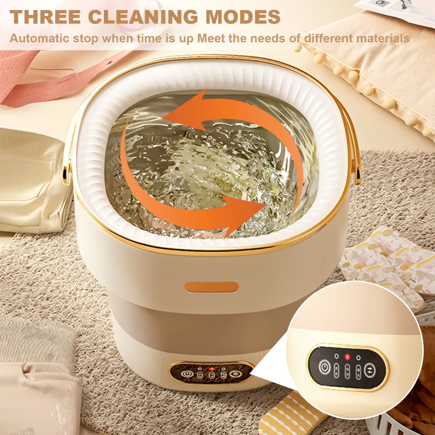 Portable Mini Washing Machine with Spin Dryer – 13L Fully Automatic Folding Washer for Underwear & Baby Clothes