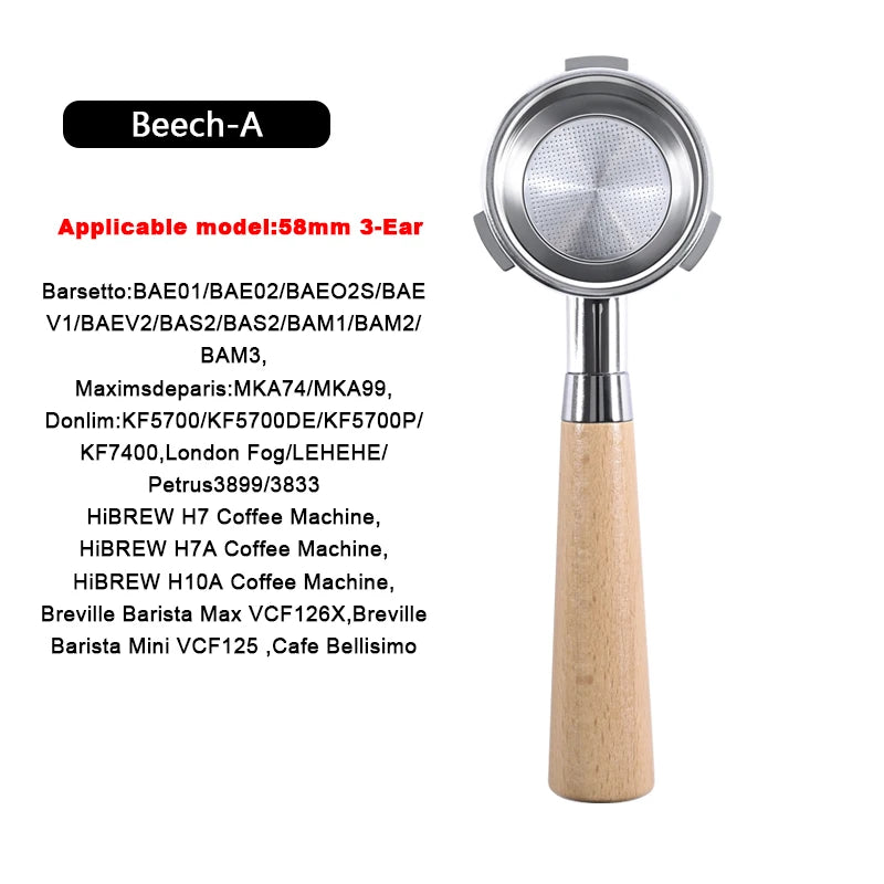 58mm Bottomless Portafilter – 3-Ear, Compatible with HiBREW H7, Breville Barista & More