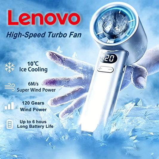 USB Rechargeable Handheld Cool Fan – 6000mAh, LED Display, High-Speed Ice Compress Cooling